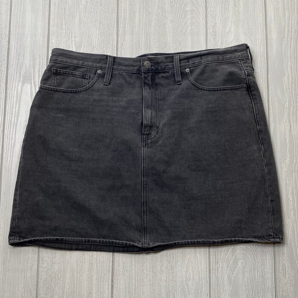 MADEWELL WOMEN'S FADED BLACK RIGID DENIM A-LINE MINI SKIRT SIZE 33